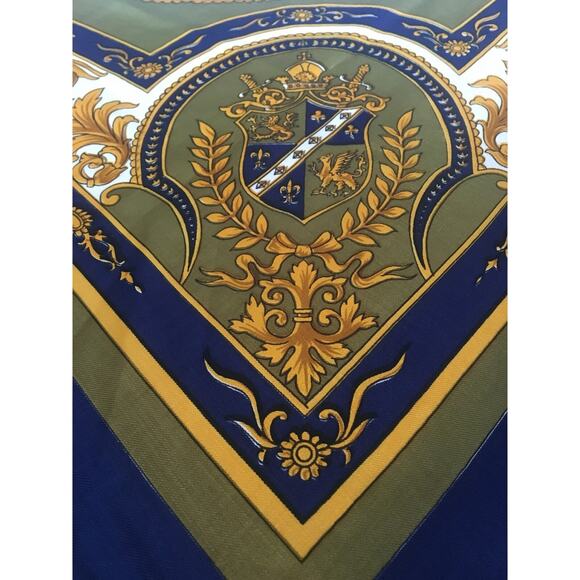 Detailed Vintage Scarf Medieval Design- Gold, Blue, Green, White - Picture 2 of 7